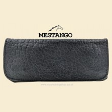 Mestango Black Soft Leather Button Combination Pipe Tobacco Pouch 3001-1