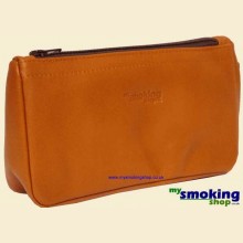 Mysmokingshop High Quality Spanish Leather Combination Zip Pipe Tobacco Pouch 50159 Cognac Tan