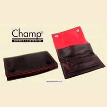 Champ Two-Tone Black Red PU Roll Up Zip Rolling Tobacco Pouch