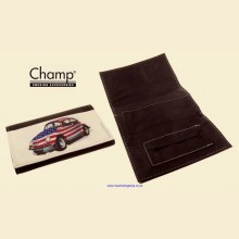 Champ Volkswagen Beetle Print PU Roll Up Zip Rolling Tobacco Pouch