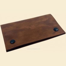Champ Smooth Brown Imitation Leather Combination Double Paper Slot Rolling Tobacco Pouch