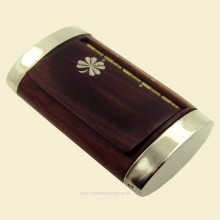 Authentic St Claude France Hinge Lid Clover Inlay Wood Snuff Box snb103