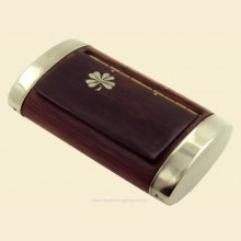 Authentic St Claude France Hinge Lid Clover Inlay Wood Snuff Box snb106