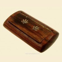 Authentic St Claude France Hinge Lid Leaf Inlay Wood Snuff Box snb131
