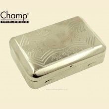 Champ Small Designed Chrome Tobacco Tin with Paper Slot chtt1
