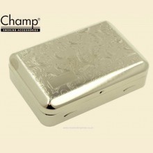 Champ Small Designed Chrome Tobacco Tin with Paper Slot chtt3