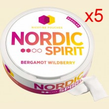 Nordic Spirit Bergamot Wildberry Tobacco-Free Nicotine Pouches 6mg 5 x 13g Packs