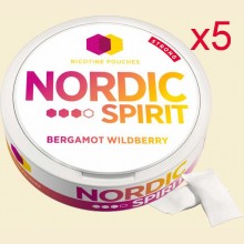 Nordic Spirit Bergamot Wildberry Tobacco-Free Nicotine Pouches 9mg 5 x 13g Packs