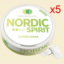Nordic Spirit Elderflower Tobacco-Free Nicotine Pouches 6mg 5 x 13g Packs