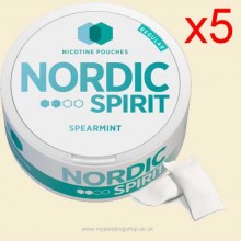 Nordic Spirit Spearmint Tobacco-Free Nicotine Pouches 6mg 5 x 13g Packs