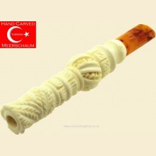 Hand Carved Turkish Meerschaum 18 Ring Gauge Cigarillo Holder mch44