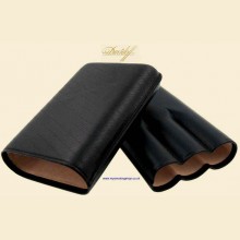 Davidoff Classic Essentials Enjoyment Black Leather Telescopic 3-finger Gordo Cigar Case 106758