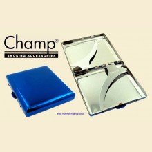 Champ Ice Blue Coloured Metal 20 King Size Cigarette Case