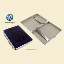Volkswagen Logo Blue Leather Chrome King Size Cigarette Case