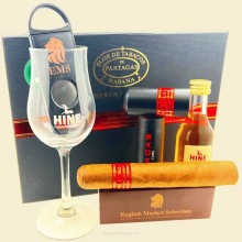 Partagas Serie E No.2 Tubos Cuban Cigar & Hine Cigar Reserve XO Cognac with Glass Gift Set