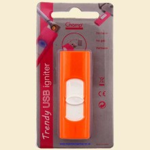 Champ Trendy USB Orange Plastic Cigarette Lighter