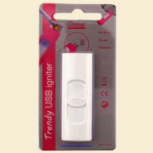 Champ Trendy USB White Plastic Cigarette Lighter