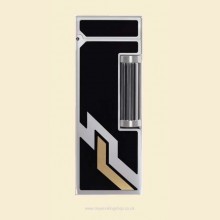 Dunhill Rollagas Deco Marquetry Black Lacquer Palladium Plate Flint Cigarette Lighter du19rrra131001tu