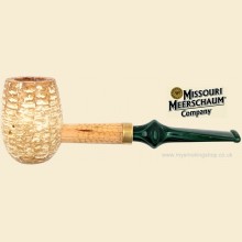 Missouri Meerschaum Corn Cob Emerald Straight Pipe with Green Stem