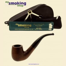 Mysmokingshop Smooth Bent Briar Pipe Starter Kit and Bag f