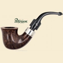Peterson Deluxe Silver Mounted System Dark Bent Smooth Calabash Pipe 5s