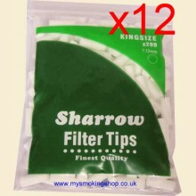 Sharrow King Size Filter Tips 12 Bags of 200