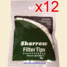 Sharrow Skinny Menthol Filter Tips 12 Bags of 200