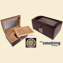 Mysmokingshop Prestige Portofino Matte Black Dome Glass Top High Quality Digital 100 Cigar Humidor