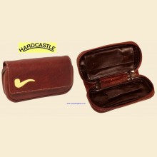 Hardcastle High Quality Vachetta Brown Leather Combination 2 Pipe Tobacco Pouch Bag hp415