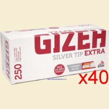 Gizeh Silver Tip Extra King Size Cigarette Tubes 40 Boxes of 250