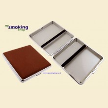 Mysmokingshop Brown Design Leather Chrome King Size Cigarette Case kst2