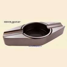 Silver Match Temple Solid Gunmetal Double Cigar Ashtray