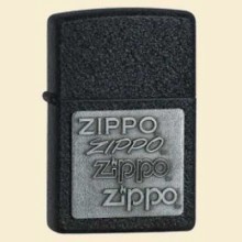 Zippo Pewter Emblem Black Crackle Regular Petrol Lighter 363