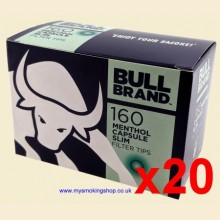 Bull Brand Slimline Menthol CAPSULE Filter Tips 20 Boxes of 160